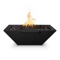 The Outdoor Plus 24 Square Maya Fire & Water Bowl - Powder Coated Metal - Black - Match Lit - Natural Gas OPT-24SQPCFW-BLK-NG